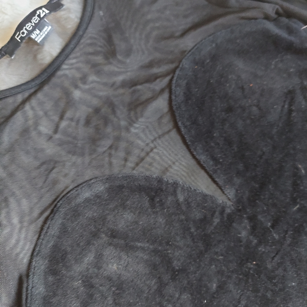 NWOT Forever 21 Velour & Sheer Dress - Picture 2 of 7